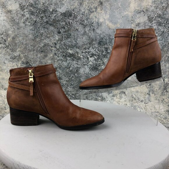 LRL Ralph Lauren Women's Size 7B Damara Brown Leather Side Zip Ankle Booties - Picture 8 of 13